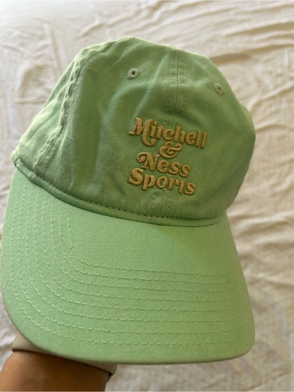 Nostalgia Mint Green Adjustable Baseball Cap with Black Trim